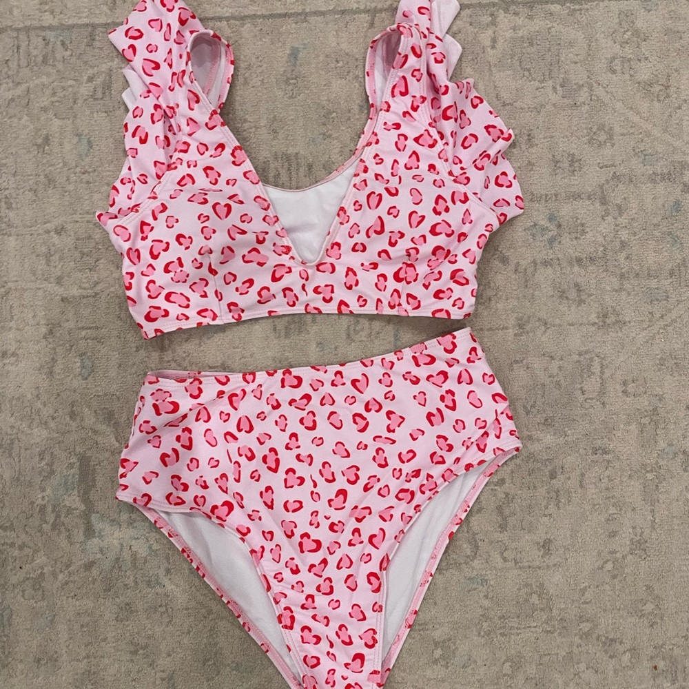 Pink cheetah print bikini